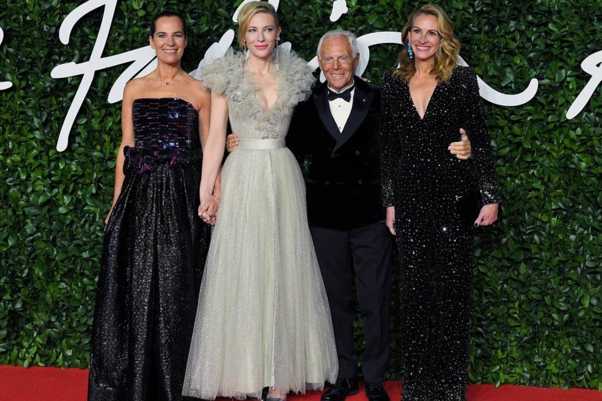 Roberta Armani, Cate Blanchett, Giorgio Armani and Julia Roberts at The Fashion Awards, 2019.